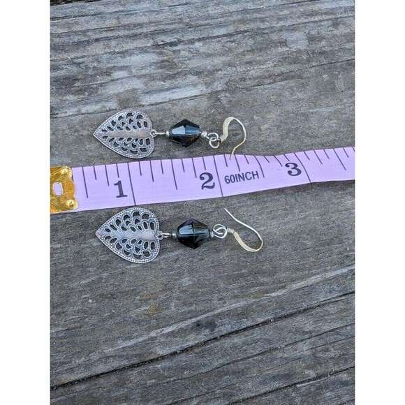 Vintage Blue Crystal Heart Earrings - Picture 3 of 8